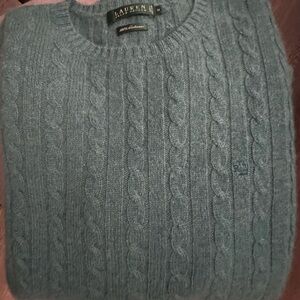 Lauren Men's Blue Cable Knit 100% Cashmere Sweater 1X